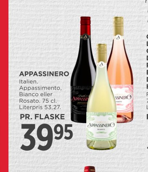 APPASSINERO – Meny
