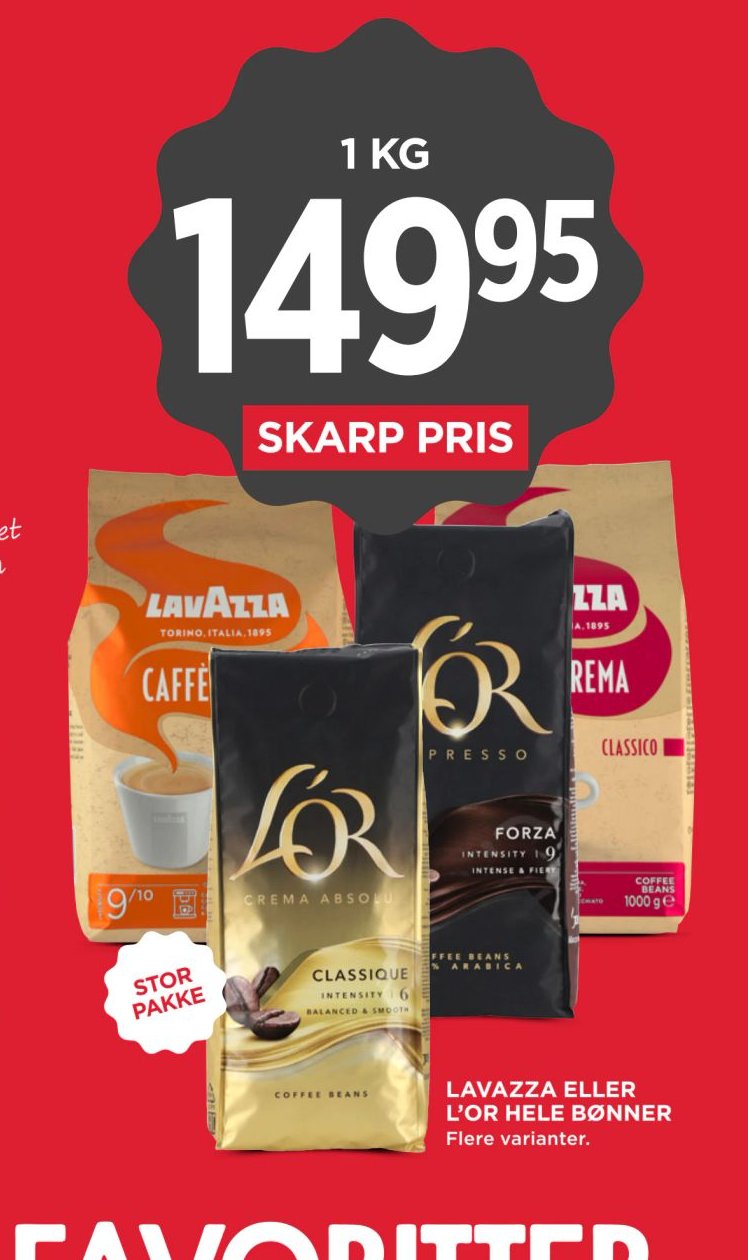 LAVAZZA ELLER L’OR HELE BØNNER – Meny