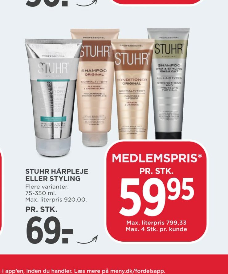 STUHR HÅRPLEJE ELLER STYLING – Meny