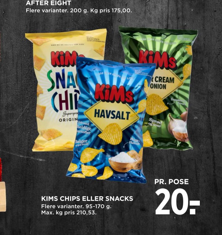 KIMS CHIPS ELLER SNACKS – Meny
