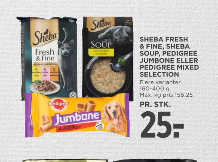 SHEBA FRESH & FINE, SHEBA SOUP, PEDIGREE JUMBONE ELLER PEDIGREE MIXED SELECTION – Meny