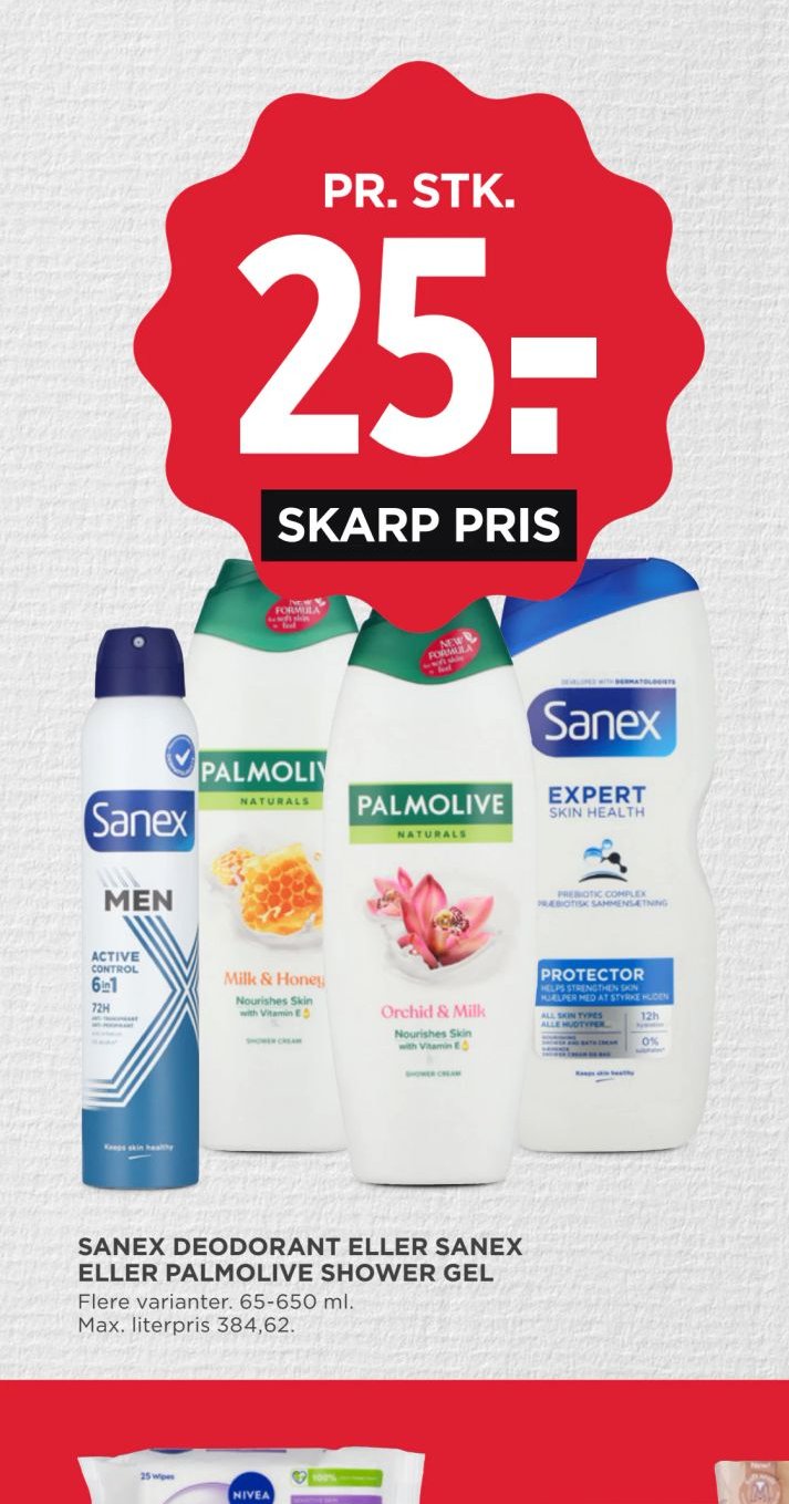 SANEX DEODORANT ELLER SANEX ELLER PALMOLIVE SHOWER GEL – Meny