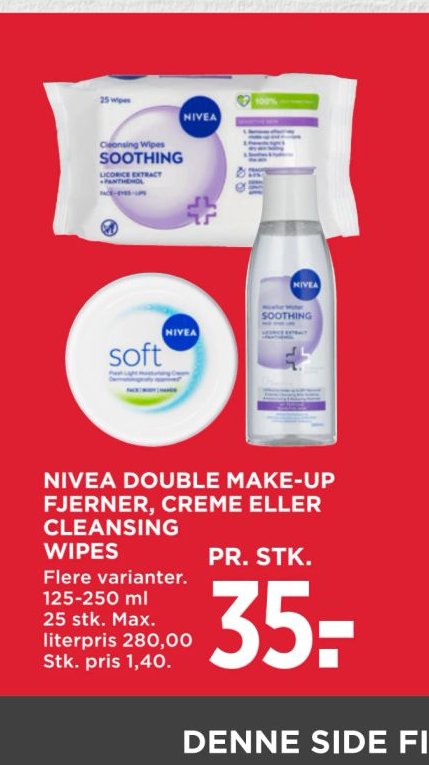 NIVEA DOUBLE MAKE-UP FJERNER, CREME ELLER CLEANSING WIPES – Meny