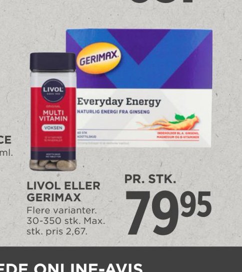 LIVOL ELLER GERIMAX – Meny
