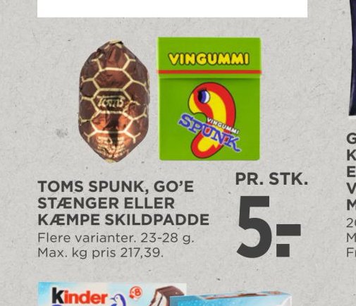 TOMS SPUNK, GO’E STÆNGER ELLER KÆMPE SKILDPADDE – Meny