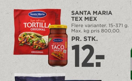 SANTA MARIA TEX MEX – Meny