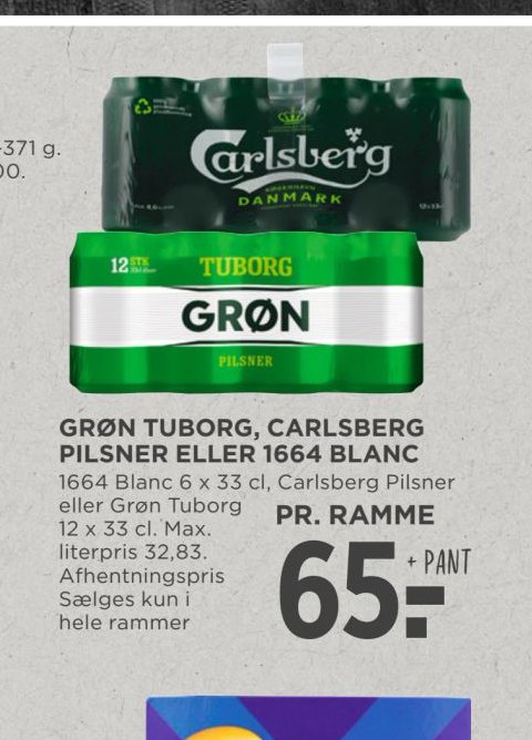 GRØN TUBORG, CARLSBERG PILSNER ELLER 1664 BLANC – Meny