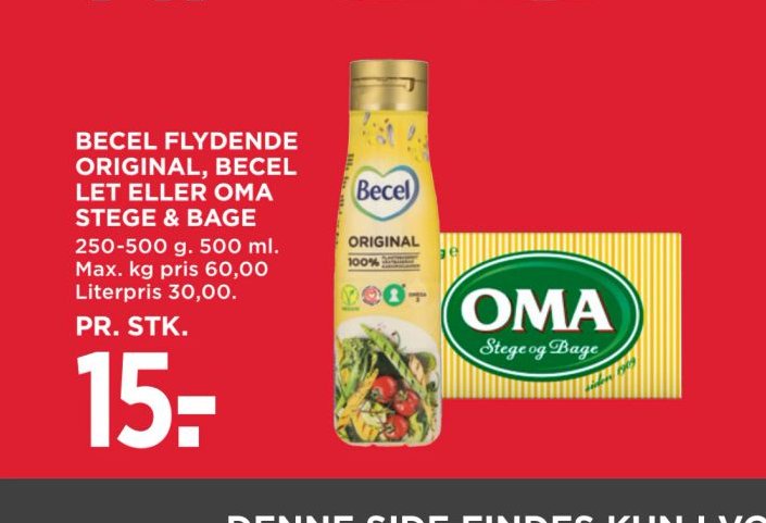 BECEL FLYDENDE ORIGINAL, BECEL LET ELLER OMA STEGE & BAGE – Meny