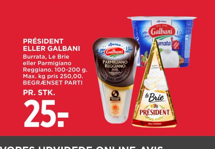 PRÉSIDENT ELLER GALBANI – Meny