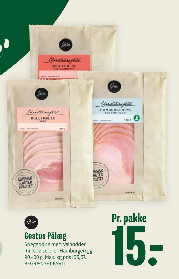 Gestus Pålæg Spegepølse med Valnødder, Rullepølse eller Hamburgerryg 90-100 g – Min Købmand