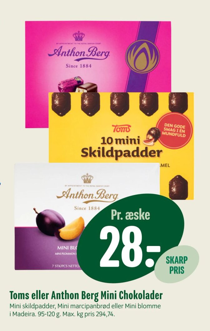 Toms eller Anthon Berg Mini Chokolader – Min Købmand