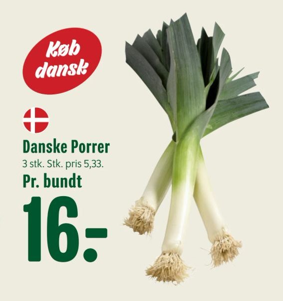 Danske Porrer 3 stk. Pr. bundt – Min Købmand