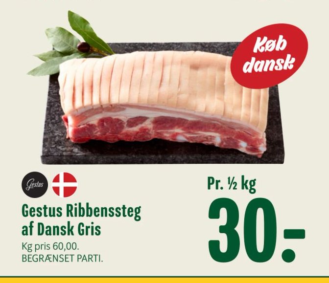 Gestus Ribbenssteg af Dansk Gris Pr. ½ kg – Min Købmand