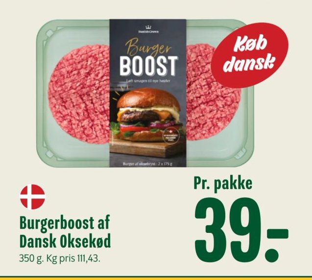 Burgerboost af Dansk Oksekød 350 g – Min Købmand