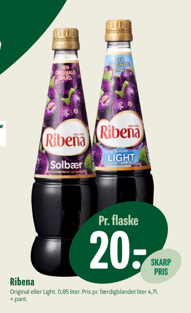 Ribena Original eller Light. 0,85 liter. – Min Købmand