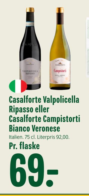 Casalforte Valpolicella Ripasso eller Casalforte Campistorti Bianco Veronese Italien. 75 cl. – Min Købmand