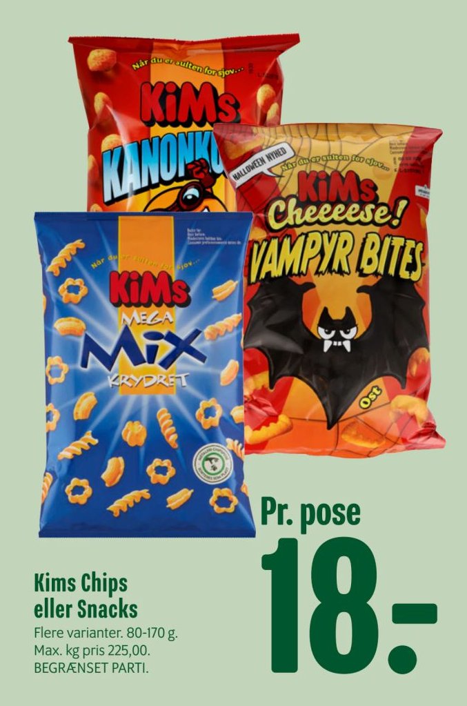 Kims Chips eller Snacks Flere varianter. 80-170 g. – Min Købmand