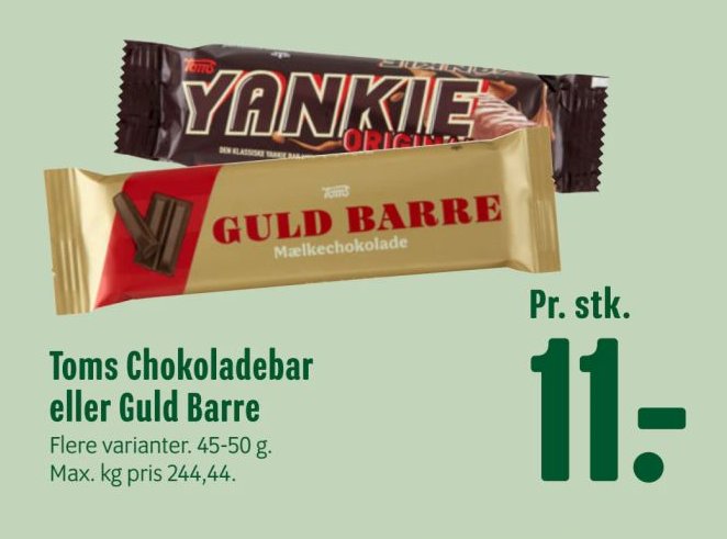 Toms Chokoladebar eller Guld Barre Flere varianter. 45-50 g. – Min Købmand