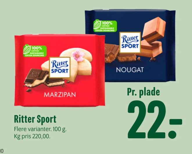 Ritter Sport Flere varianter. 100 g. – Min Købmand