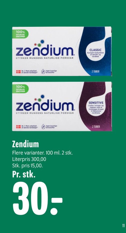 Zendium Flere varianter. 100 ml. 2 stk. Literpris 300,00 Stk. pris 15,00. – Min Købmand