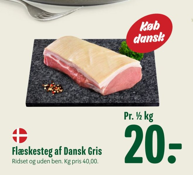 Flæskesteg af Dansk Gris Pr. ½ kg – Min Købmand