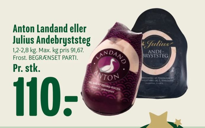 Landand eller Andebryststeg 1,2-2,8 kg – Min Købmand