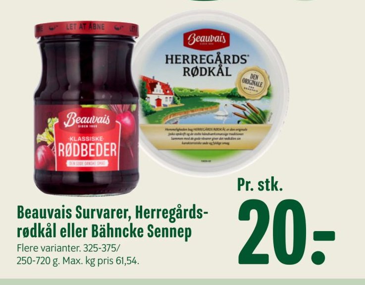 Beauvais Survarer, Herregårds-rødkål eller Bähncke Sennep – Min Købmand