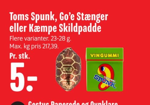 Toms Spunk, Go’e Stænger eller Kæmpe Skildpadde – Min Købmand