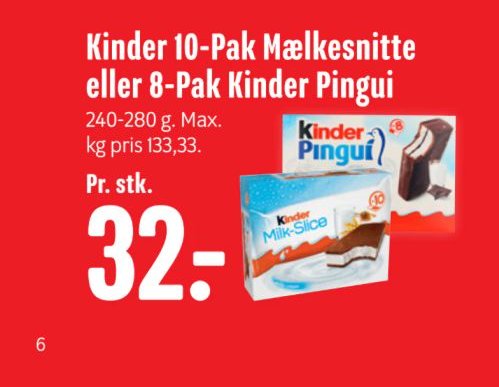 Kinder 10-Pak Mælkesnitte eller 8-Pak Kinder Pingui – Min Købmand
