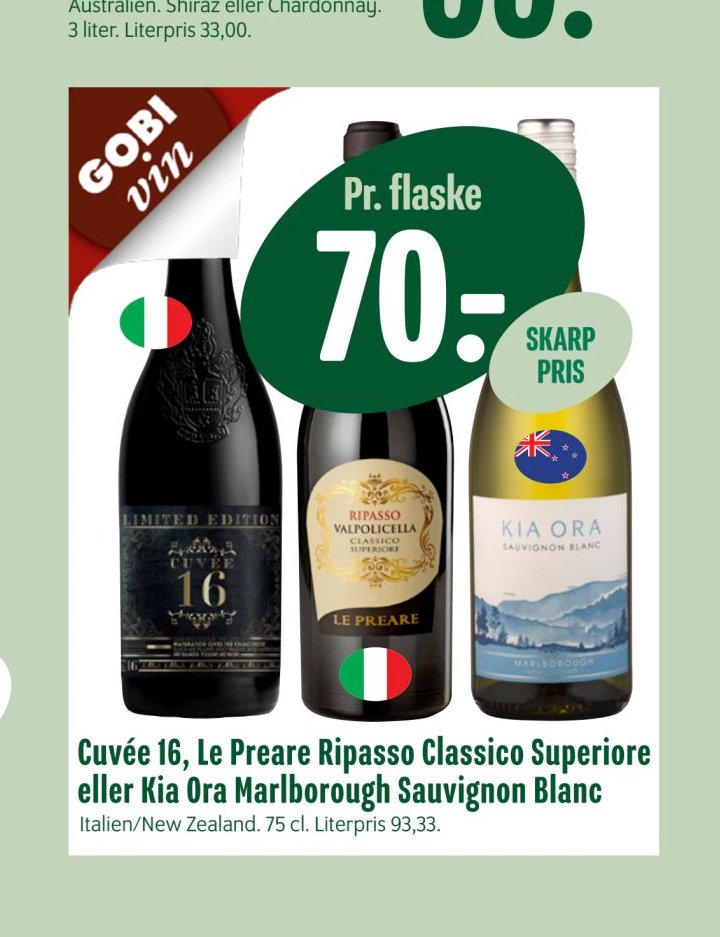Cuvée 16, Le Preare Ripasso Classico Superiore eller Kia Ora Marlborough Sauvignon Blanc – Min Købmand