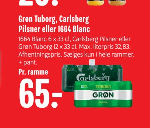 Grøn Tuborg, Carlsberg Pilsner eller 1664 Blanc – Min Købmand