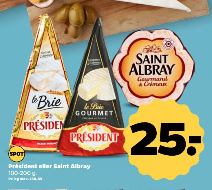 Président eller Saint Albray 180-200 g. – Netto