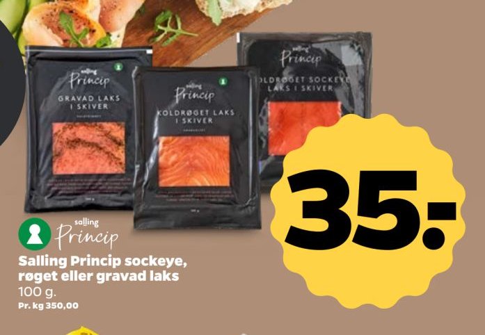Salling Princip sockeye, roget eller gravad laks 100 g. – Netto