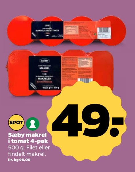 Sæby makrel i tomat 4-pak 500 g – Netto