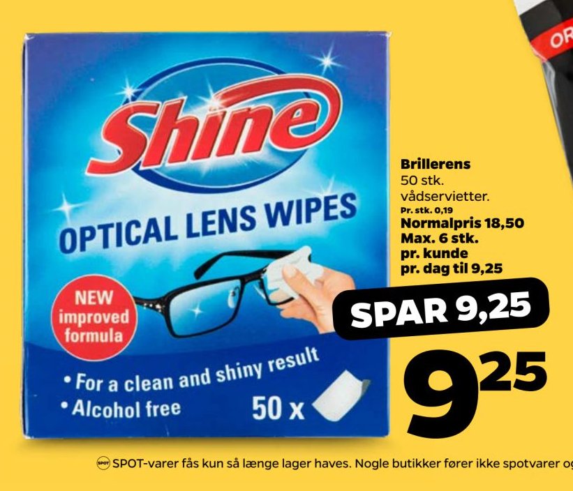 Brillerens 50 stk. vådservietter. – Netto
