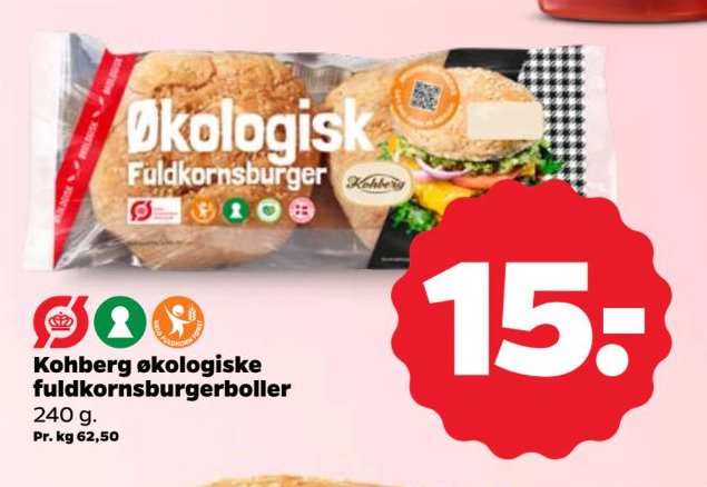 Kohberg økologiske fuldkornsburgerboller 240 g – Netto