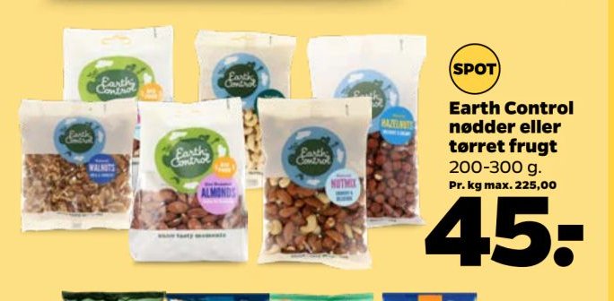 Earth Control nødder eller tørret frugt 200-300 g. – Netto
