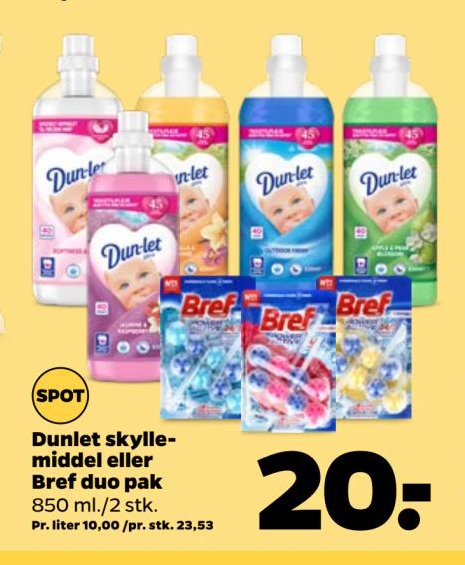 Dunlet skyllemiddel eller Bref duo pak 850 ml./2 stk. – Netto