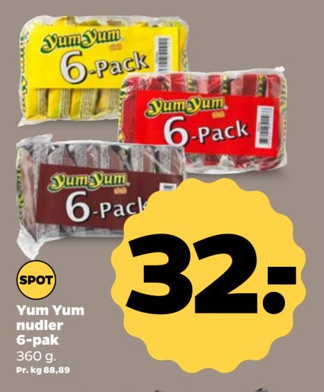 Yum Yum nudler 6-pak 360 g. – Netto