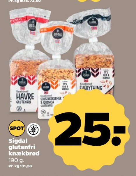 Sigdal glutenfri knækbrød 190 g. – Netto