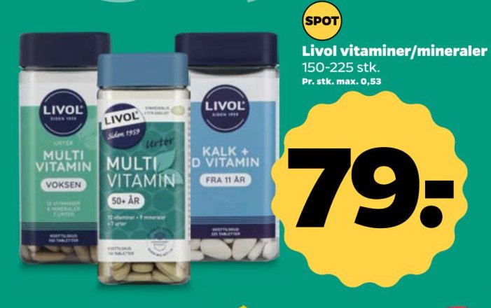 Livol vitaminer/minerale 150-225 stk. – Netto