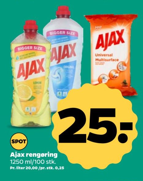 Ajax rengøring 1250 ml/100 stk. – Netto