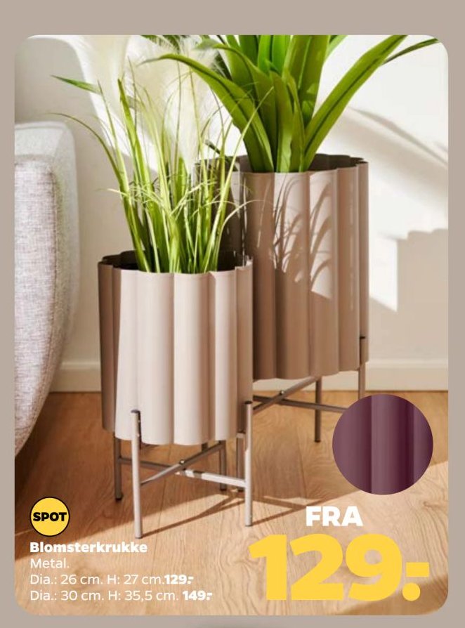 Blomsterkrukke Metal. Dia.: 26 cm. H: 27 cm. – Netto