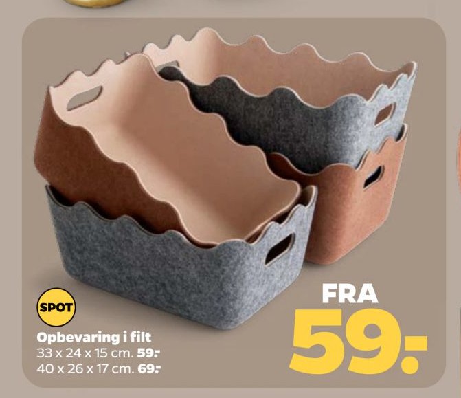 Opbevaring i filt 33 x 24 x 15 cm. – Netto