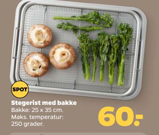 Stegerist med bakke Bakke: 25 x 35 cm. Maks. temperatur: 250 grader. – Netto