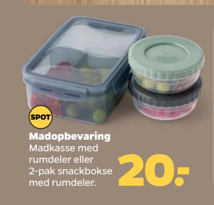 Madopbevaring Madkasse med rumdeler eller 2-pak snackbokse med rumdeler. – Netto