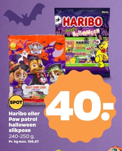 Haribo eller Paw patrol halloween slikpose 240-250 g. – Netto