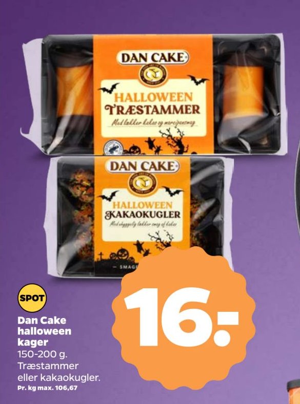 Dan Cake halloween kager 150-200 g. Træstammer eller kakaokugler – Netto