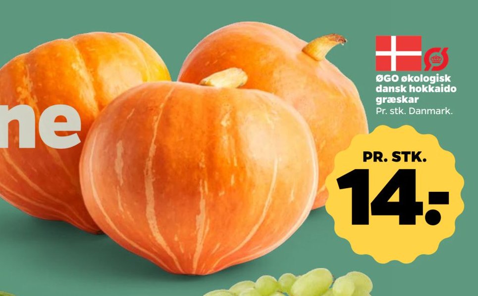 ØGO økologisk dansk hokkaido græskar Pr. stk. Danmark. – Netto