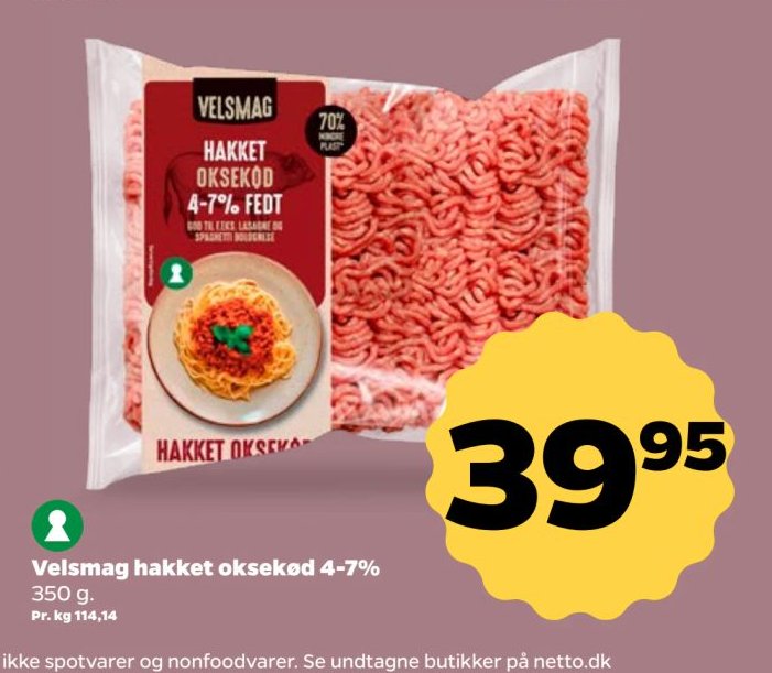 Velsmag hakket oksekød 4-7% 350 g – Netto
